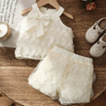 2026 Cross-border Summer Girls' French Luxury Style Temperament Wavy Mesh Design Fashion Set Dress Two-piece Set