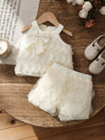 2026 Cross-border Summer Girls' French Luxury Style Temperament Wavy Mesh Design Fashion Set Dress Two-piece Set