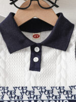 New cross-border girls' two-piece set featuring a textured knitted top and an umbrella-style denim skirt pants for spring and summer - Image 2